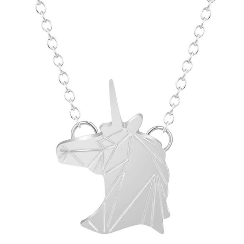 Silver Tone Unicorn Pendant Necklace NWT